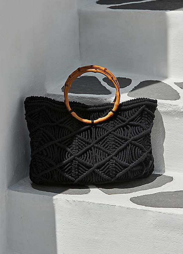 Macrame Bamboo Hoop Handle Tote Bag by Sosandar