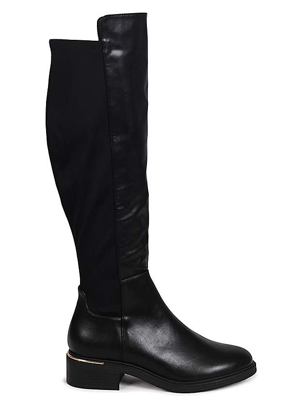 Black riding boots store with gold hardware