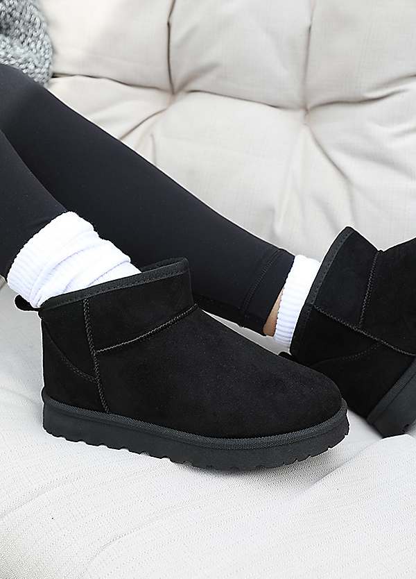 Maple Faux Fur Lining Ankle Boots in Black Suede by Where's That