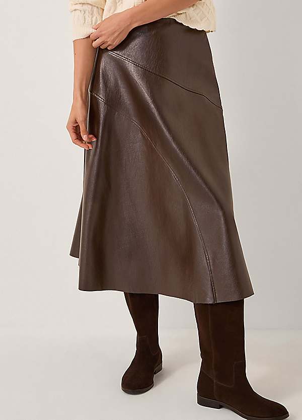 Marnie Faux Leather Midi Skirt by Monsoon Look Again