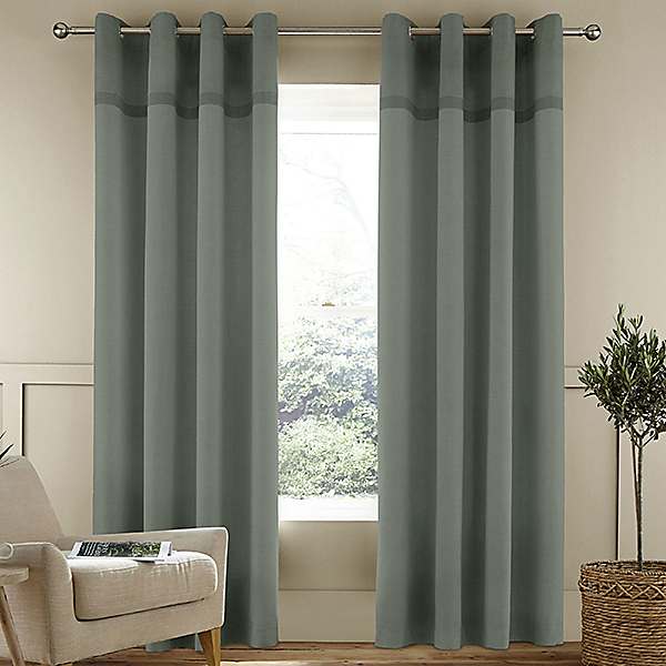 Melville Woven Texture Eyelet Curtains Grey – Ideal