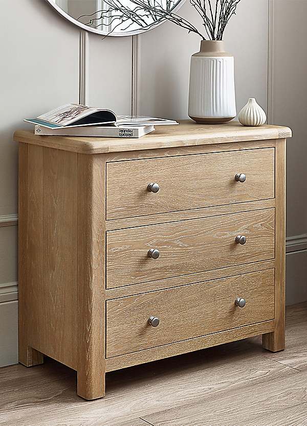 Memphis Limed Oak 3 Drawer Chest by Julian Bowen Look Again