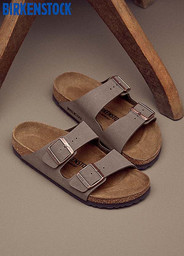 Men's Arizona Birko-Flor Nubuck Leather Mocha Sandals by