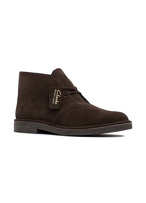 Brown Leather Clarks Originals Brown Desert Boots Men's Dark Brown