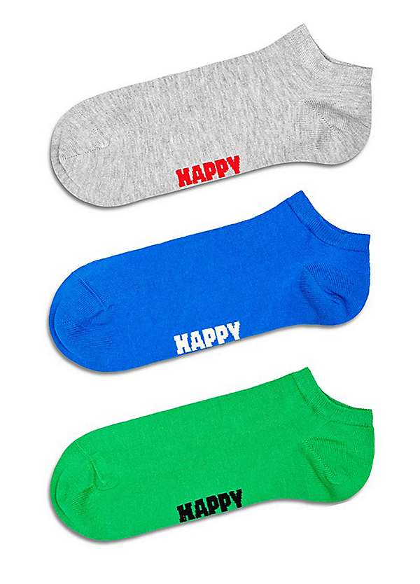 Happy Socks Mens Grey 3 Pack Solid Low Socks by Happy Socks