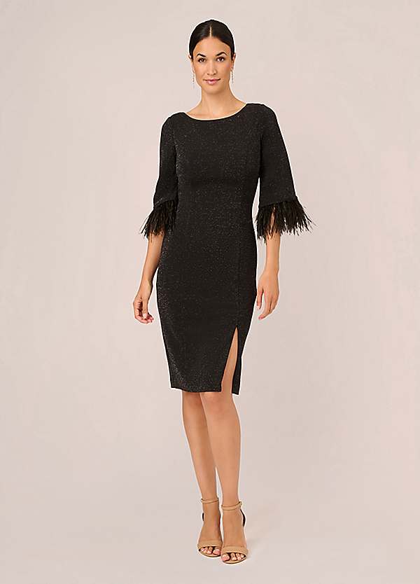 Metallic Knit Feather Dress by Adrianna Papell