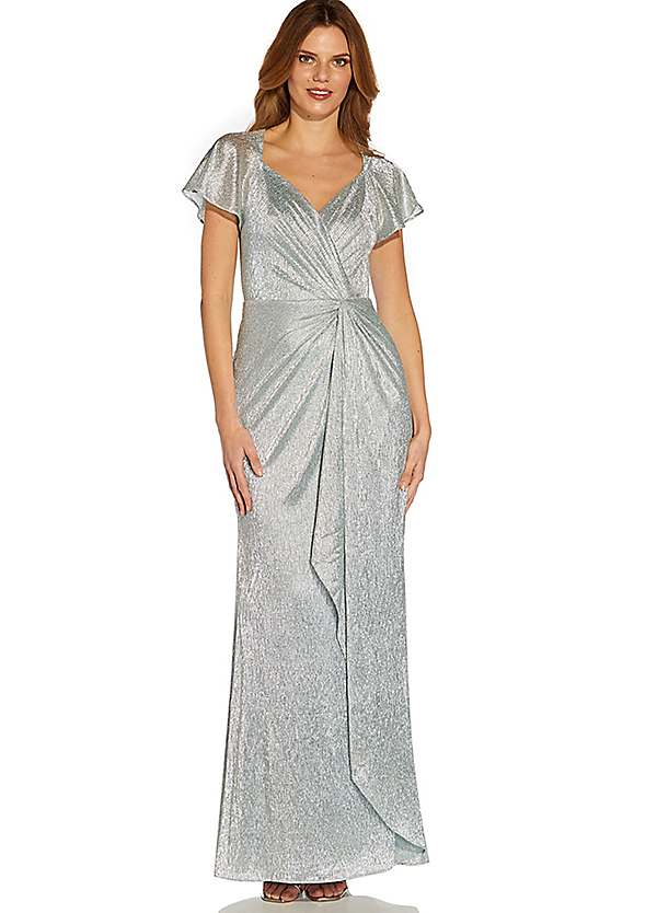 Metallic Mesh Twist Front Gown by Adrianna Papell | Look Again