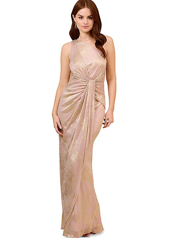 Metallic One Shoulder Gown by Adrianna Papell