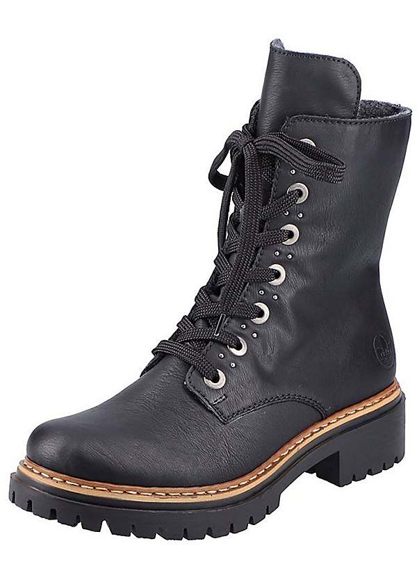 Mid Heel Lace Up Ankle Boots by Rieker