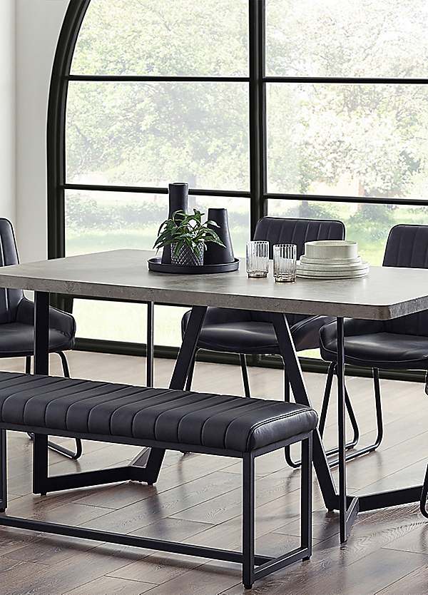 Bench Grey Concrete Dining Table And Chairs Titan Brown Grey Faux