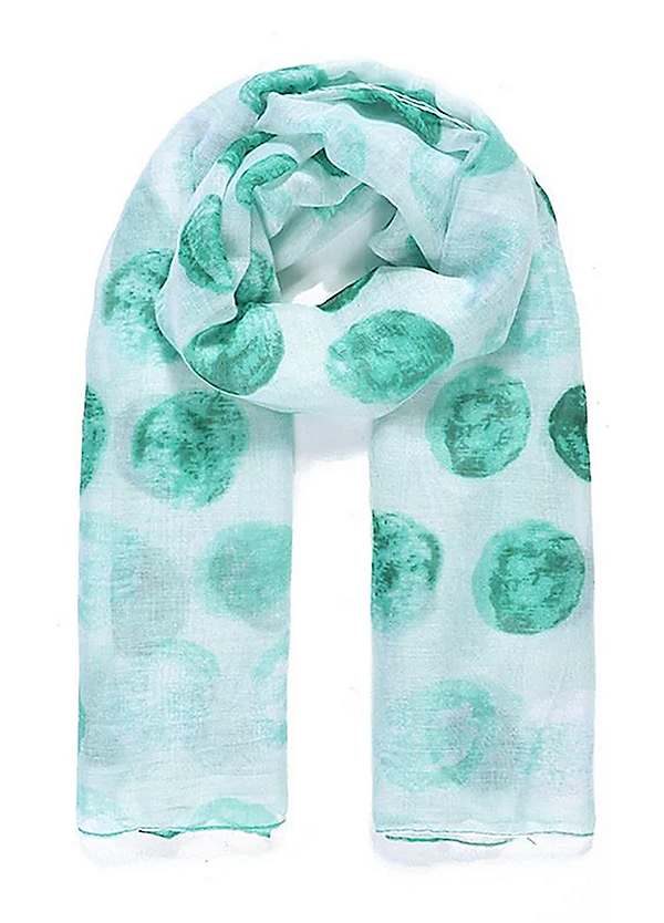 Mint Polka Dot Lightweight Scarf by Intrigue Look Again