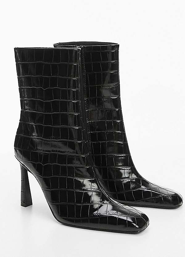 Mango croc cheap effect ankle boots