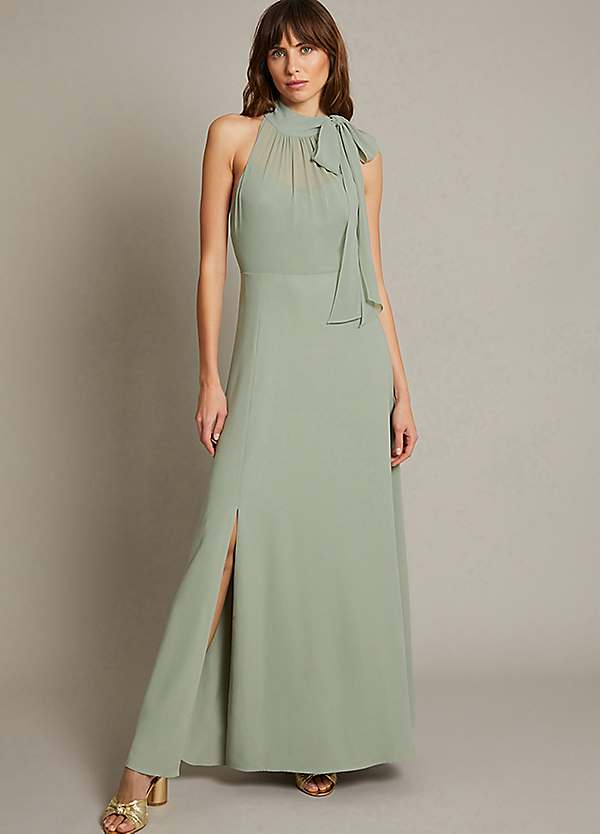 sachin and babi light blue dress Full-Length Taupe Bridesmaid Dresses and Cabbage Flower Bouquets