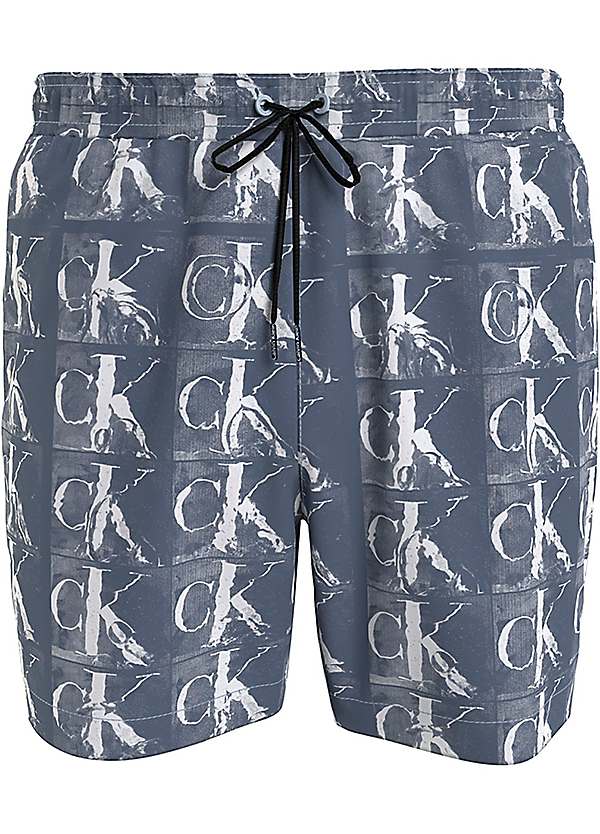 Monogram Print Swim Shorts by Calvin Klein Look Again