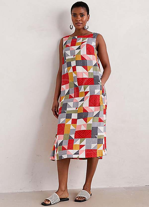 womens fit and flare linen swing dress 2184#