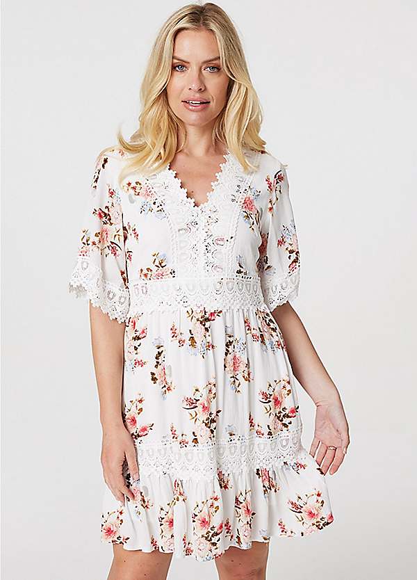 Floral lace skater dress sale
