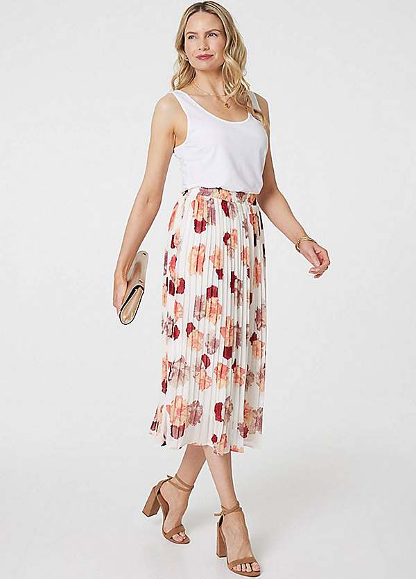 Pleated midi skirt white best sale