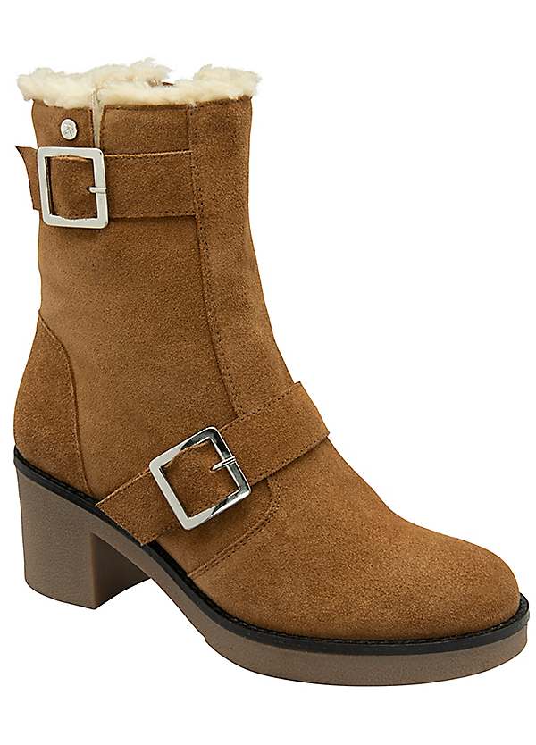 Naburn Tan Ladies Suede Fleece Ankle Boots by Ravel Look Again