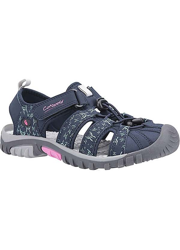 Navy Pink Sandhurst Ladies Bump Toe Sandals by Cotswold