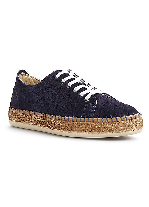 Navy Blue Suede Lace-Up Jute Sole Pumps by Kaleidoscope