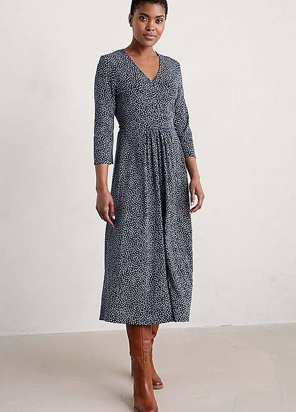 Navy three store quarter sleeve dress