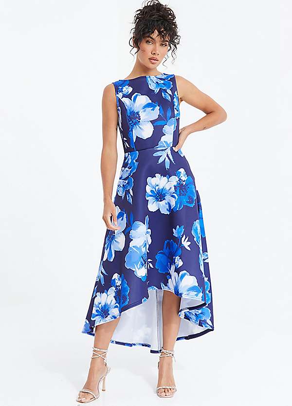 Quiz navy dip hotsell hem dress