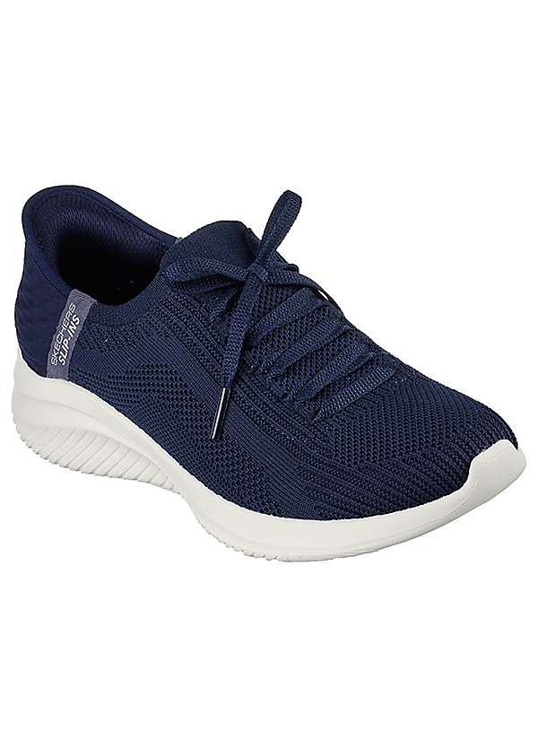 Navy Knit Slip ins Ultra Flex 3.0 Brilliant Path Trainers by Skechers