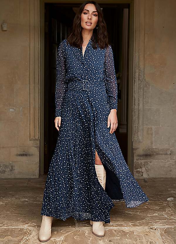 Polka dot maxi shirt dress hotsell