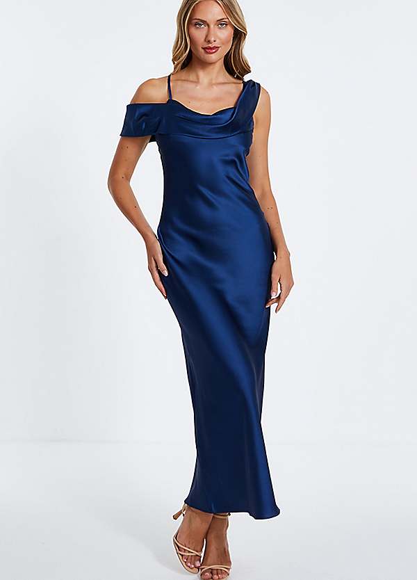 quiz ladies dresses Midaxi Dress Midaxi Dress Ex Quiz Dresses Navy Satin Could Shoulder Asymmetric Midaxi group_size:plus:plus-size-flare-sleeve-shirtdress-1L78702W-chambray
