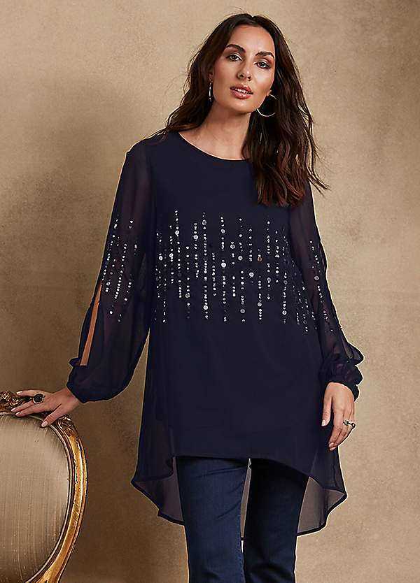 navy sparkle top