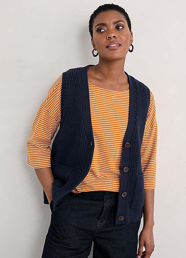 Navy Swanpool Ribbed Knitted Vest by Seasalt Cornwall | Look Again