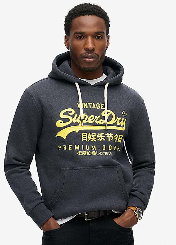 Super Dry Mens Superdry Hoodies Superdry Men Navy Blue Grey - Main Image