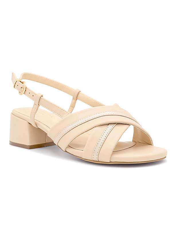 Nude Wide Fit Faux Leather 'Nancy' Sling Back Low Block Heel