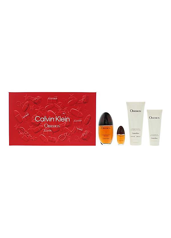 Obsession 4 Piece Set Eau De Parfum 100ml Eau De Toilette 15ml Shower Gel 100ml Body Lotion 200ml by Calvin Klein Look Again