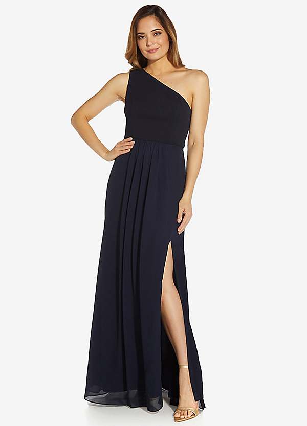 One Shoulder Chiffon Gown by Adrianna Papell Look Again