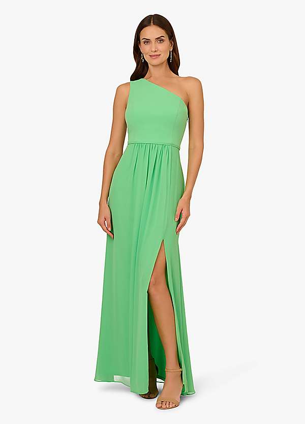 One Shoulder Chiffon Gown by Adrianna Papell | Look Again