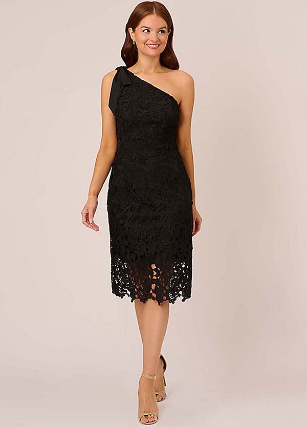 One Shoulder Lace Midi Dress by Adrianna Papell