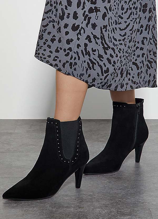 Oriana Suede Stud Heeled Boots by Monsoon Look Again