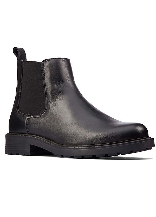 Orinoco2 Lane Wide E Fitting Black Leather Boots by Clarks Look