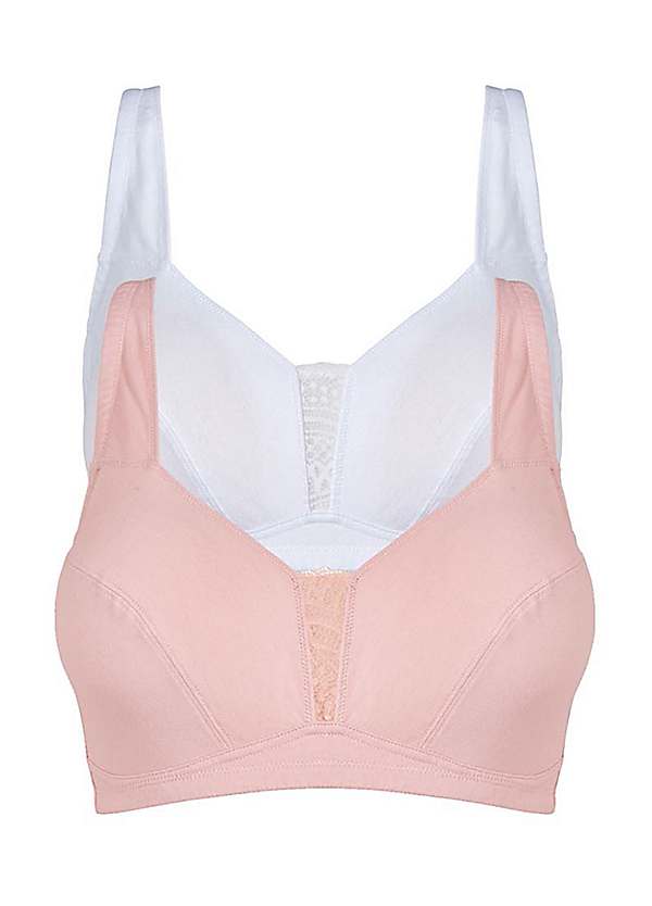 Pack of 2 Ava Lace Insert Non-Wired Bras by Cotton Traders