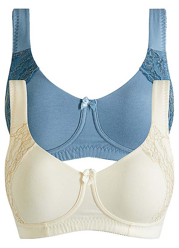 Pack of 2 Cotton Non Wired Moulded T-Shirt Bras by bonprix