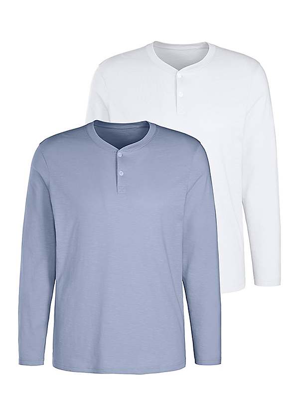 Pack of 2 Long Sleeve Henley T Shirts by H.I.S