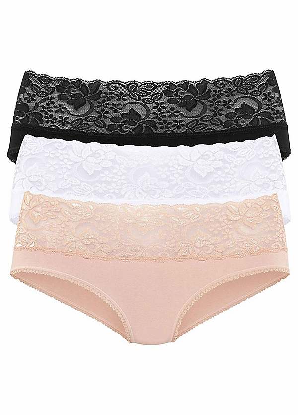 Pack of 3 Lace Trim Briefs by Vivance