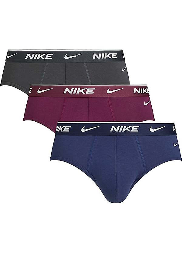 Pack of Logo Print Stretch Cotton Briefs by Nike Look Again