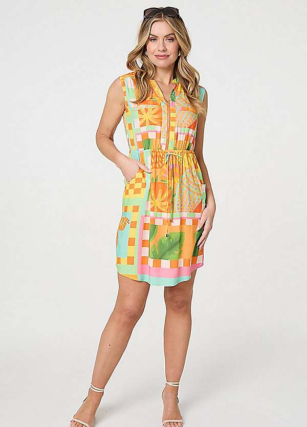 sachin and babi light blue dress Patchwork Print Sleeveless Short Dress by Izabel London