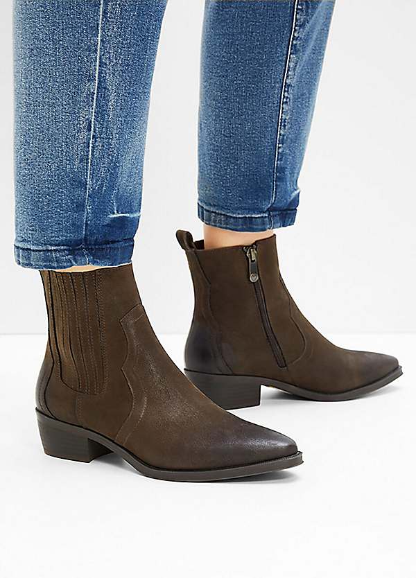 Patterned Block Heel Ankle Boots by bonprix