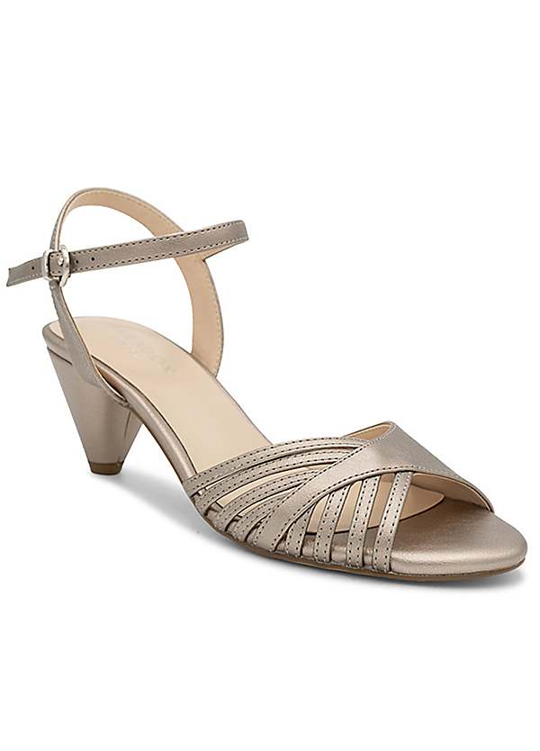 Pewter Metallic 'Maylea' Cone Mid Heel Sandals by Paradox London