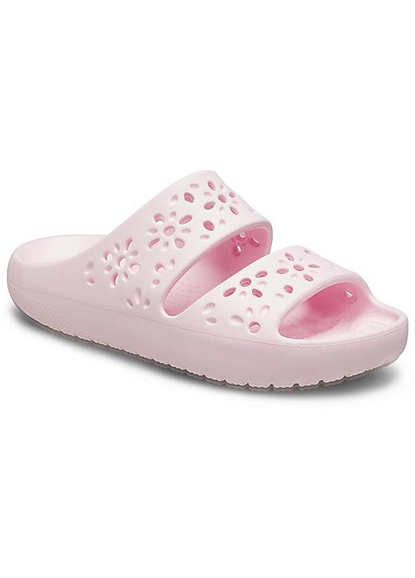 Pink Classic Floral Cut Out Sandals by Crocs Look Again