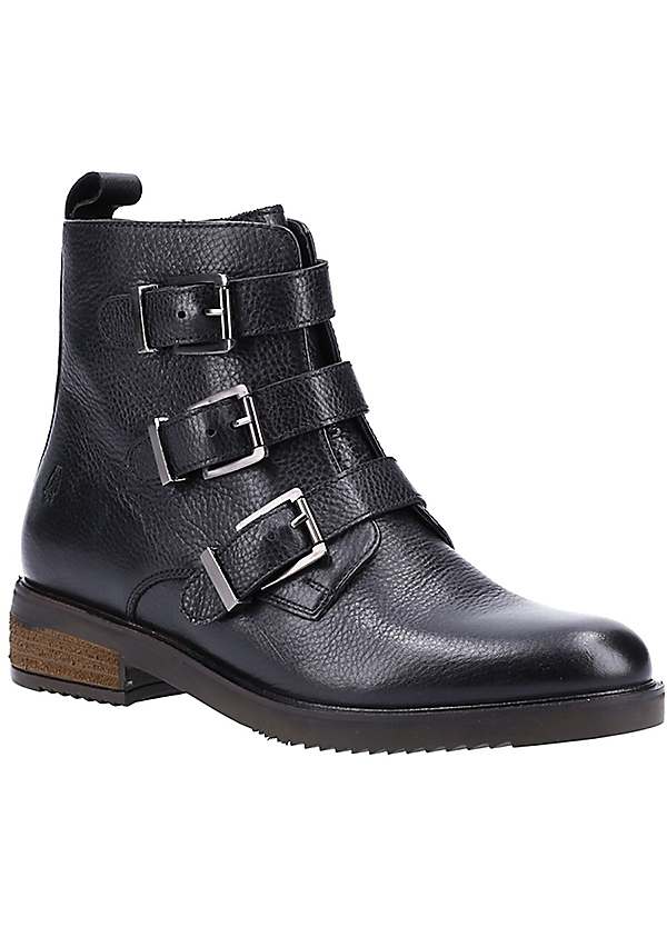 Black triple strap shop buckle biker boot