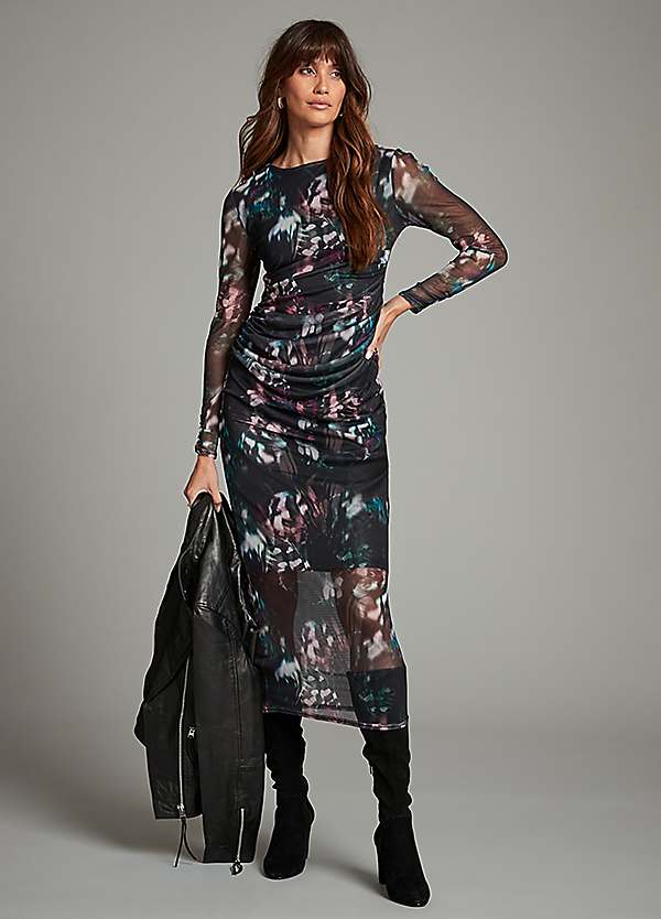 Printed mesh maxi dress hotsell